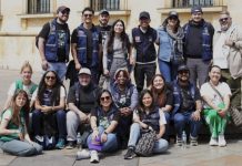 PBI-Colombia with the Committee for Solidarity with Political Prisoners (CSPP) at May Day rally in Bogota