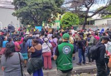 PBI-Honduras accompanies Camp for Life in Tegucigalpa, witnesses police using tear gas and water cannon against camp